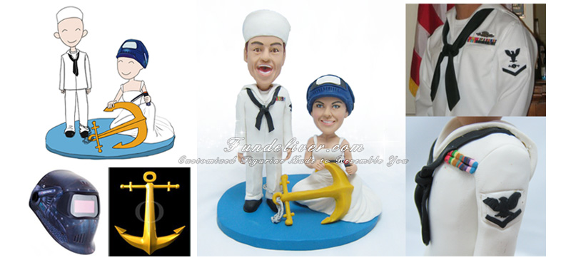 navy wedding cake toppers